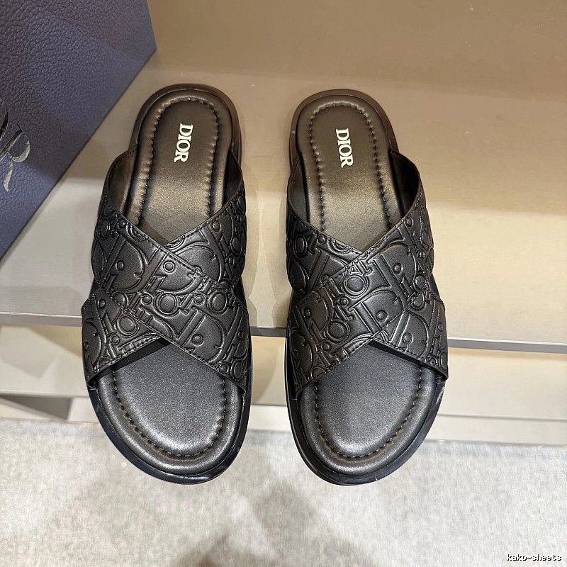 Dior Monogram Collection Light Luxury Style Black Slides