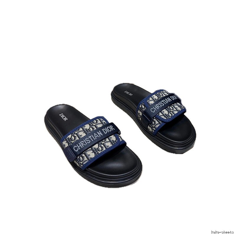 Dior Oblique Casual Style Blue and Black Slides