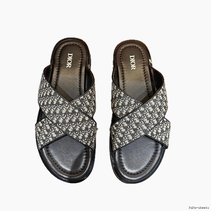 Dior Retro-style Monogram Black and Grey Slides