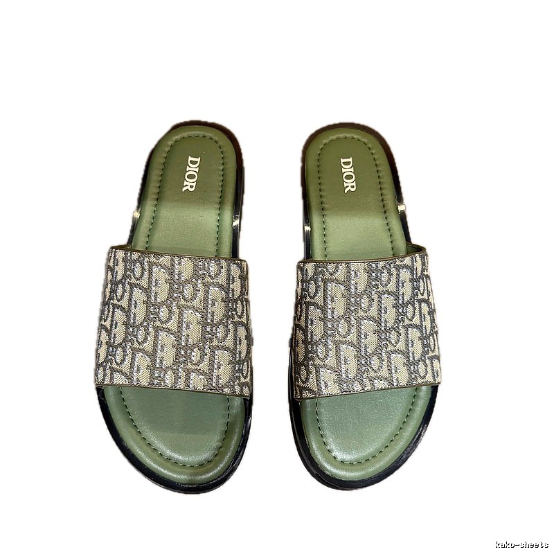 Dior Vintage Monogram Green Slides