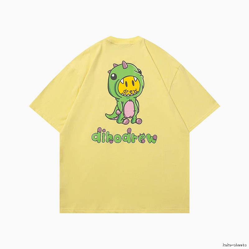 DREW Dinosaur Print Street Style Yellow Short-sleeve T-shirt