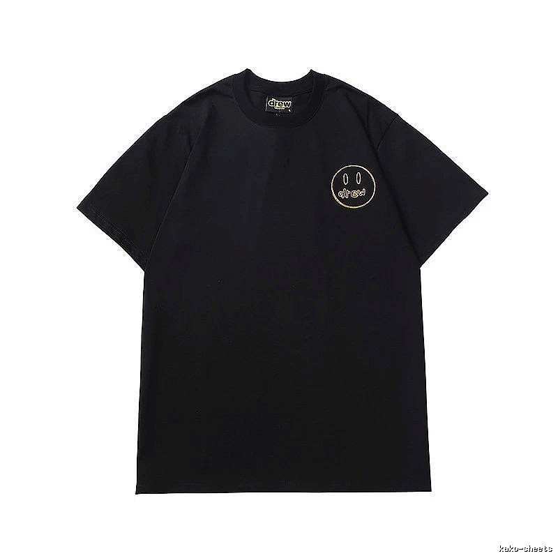 DREW Embroidered Smiley Face Street Style Black T-Shirt