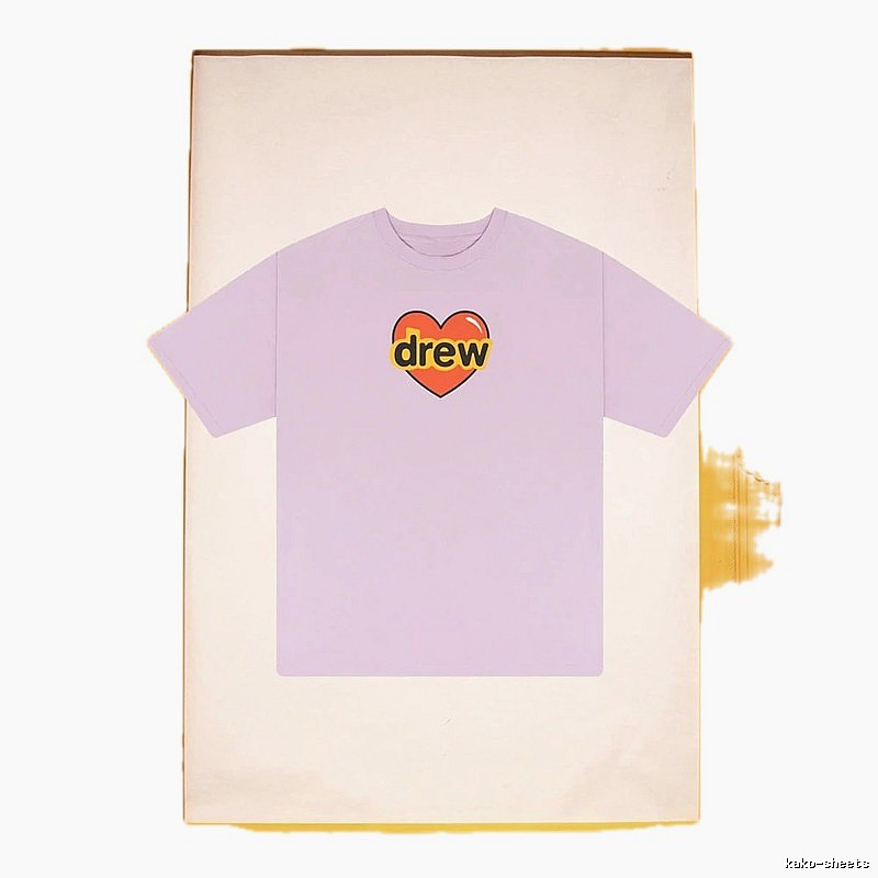 DREW Love Heart Print Street Style Light Purple Short Sleeve T-shirt