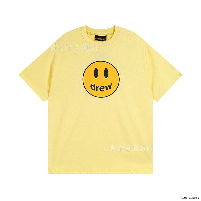 DREW Smiley Face Series Street Style Light Yellow T-shirt