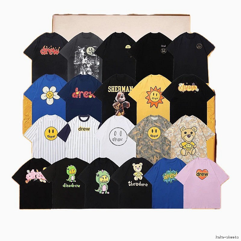 DREW Smiley Print American Trendy Multi-color Short Sleeve T-Shirt