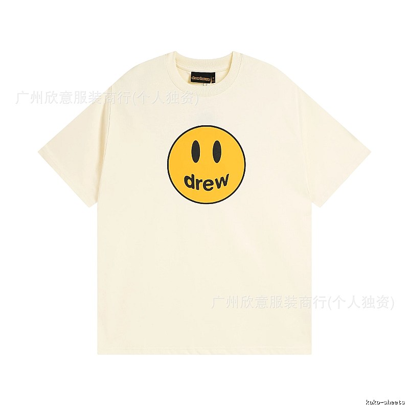 DREW Smiley Street Style Off-white Short Sleeve T-Shirt