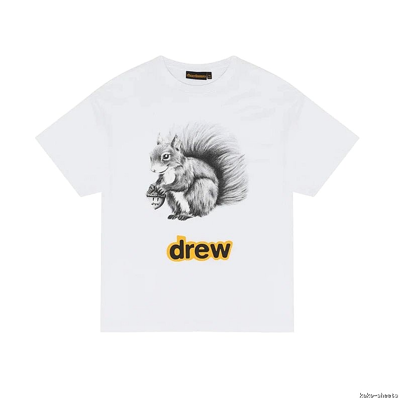 DREW Squirrel Print Street Style White T-shirt