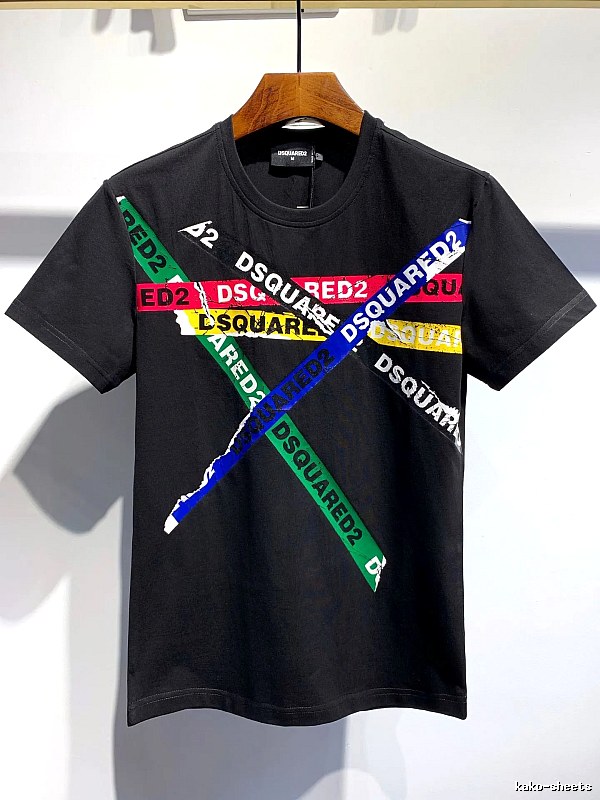 DSQ2 Cross Print Street Style Black T-Shirt