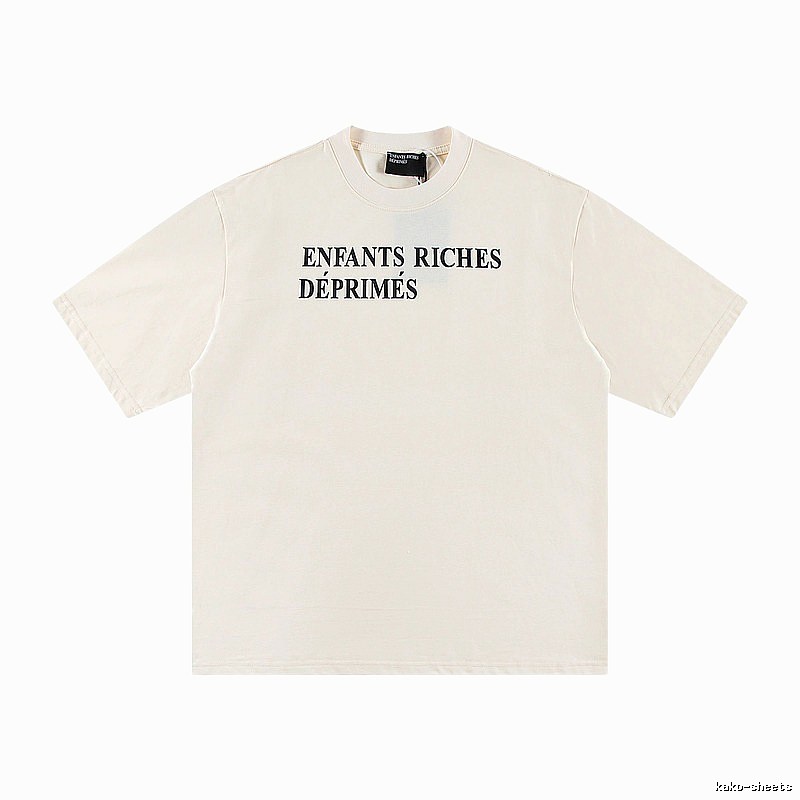 ERD Letter Print Minimalist Style Off-white Short-sleeve T-shirt