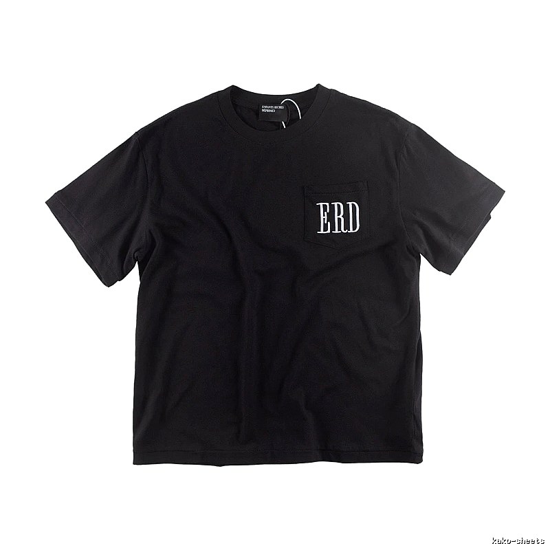 ERD Pocket Embroidery High Street Style Black T-shirt