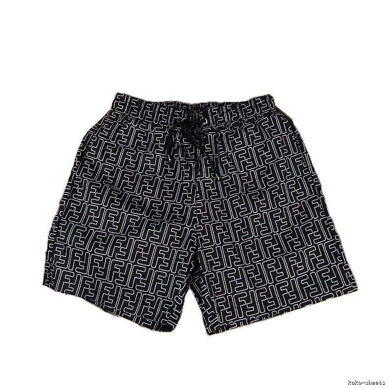 Fendi Double F Collection Vintage Monogram Style Black Shorts