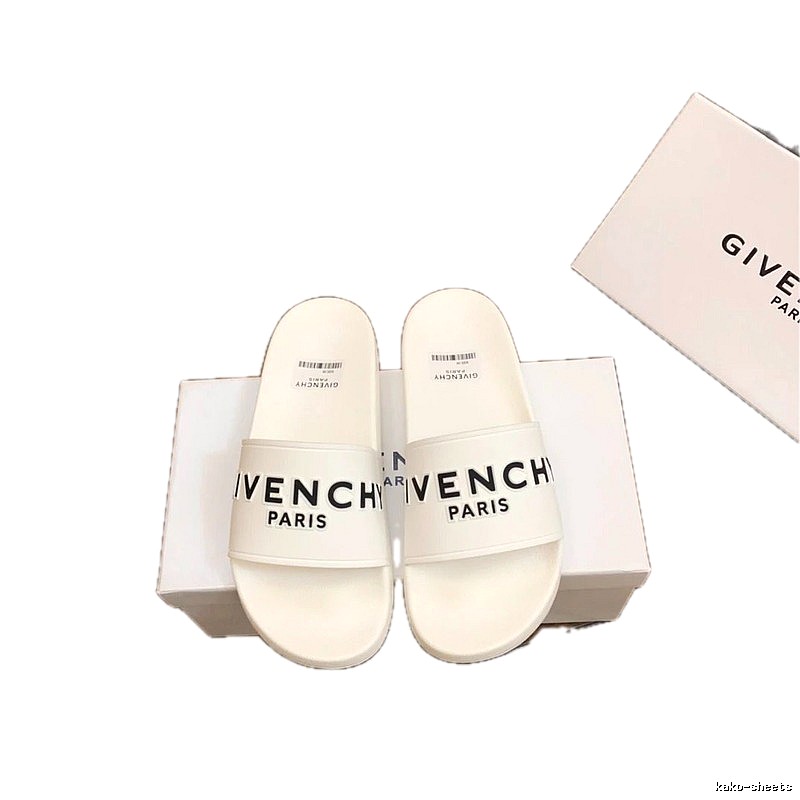 Givenchy Letter Print Minimalist Style White Slippers