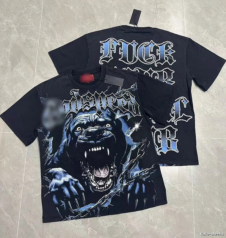 GOD Vicious Dog Printed Gothic Style Black Short-sleeve T-shirt