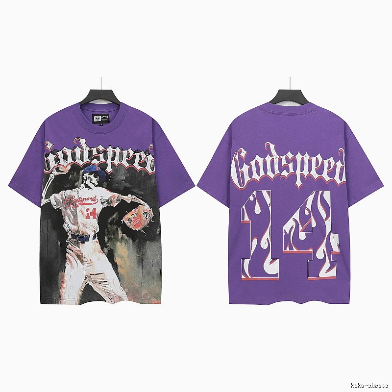 Godspeed Baseball Skull Street Style Purple T-shirt