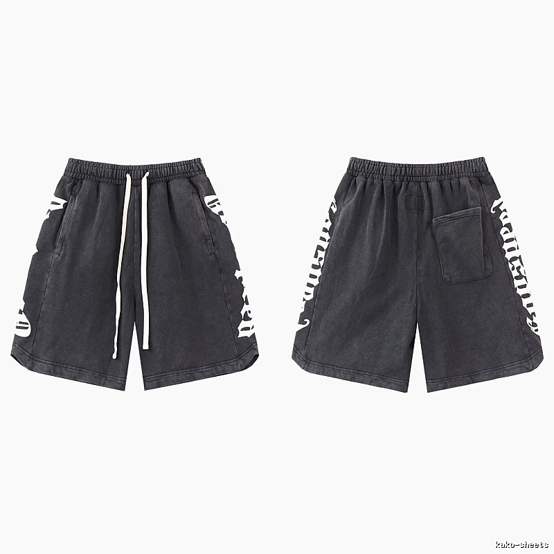 Godspeed Gothic Print Street Style Charcoal Black Shorts