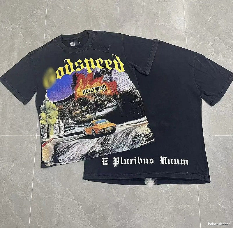 Godspeed Hollywood Print Vintage Black T-Shirt