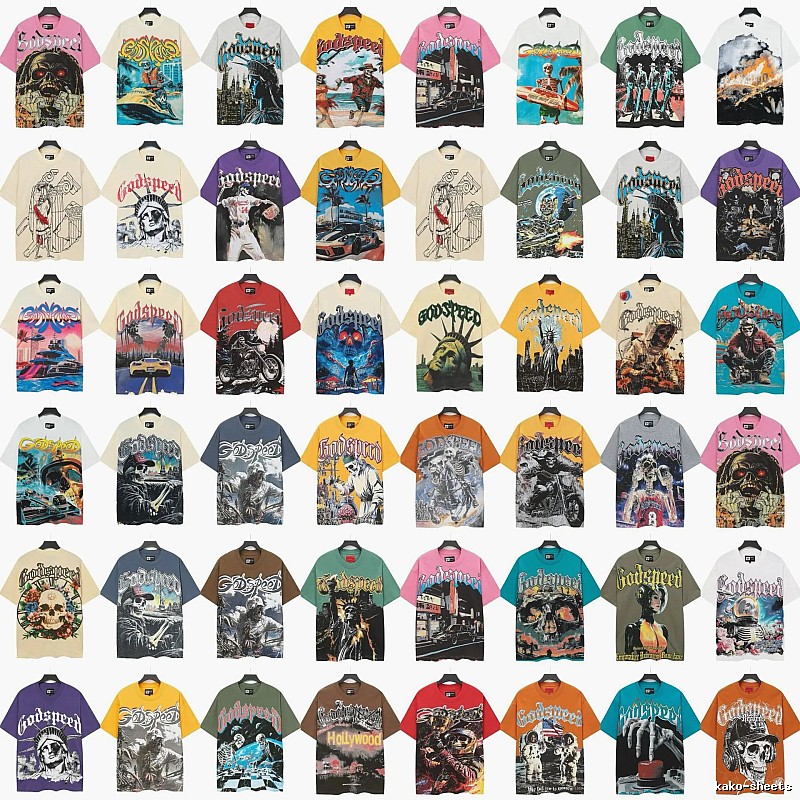 Godspeed Skull Print Street Style Multi-color T-Shirt