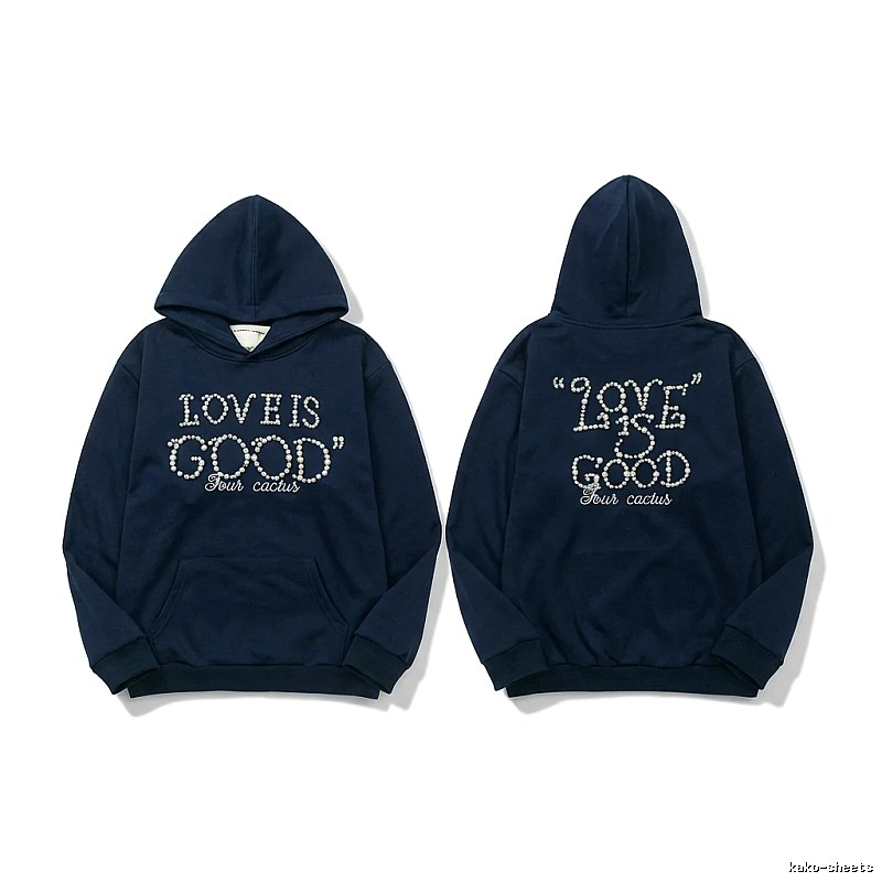 Goodbrand Letter Wind Navy Blue Hoodie