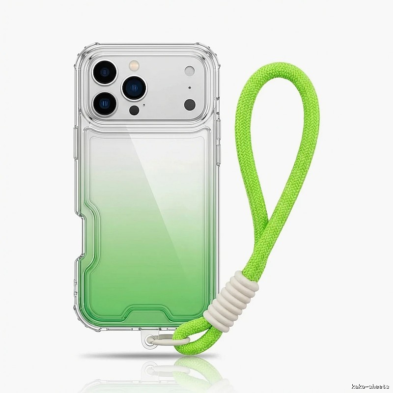 Gradient transparent green iPhone case of trendy brand