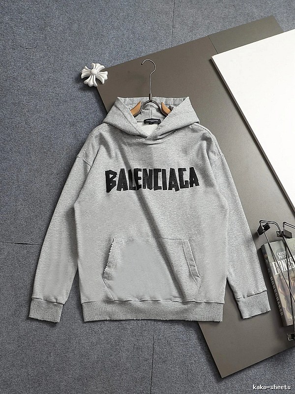 Gray Hoodie with Bold Balenciaga Balenciaga Hoodie with Button Detail