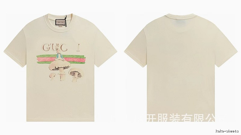 Gucci Co-branded Retro Style Off-white Printed T-Shirt