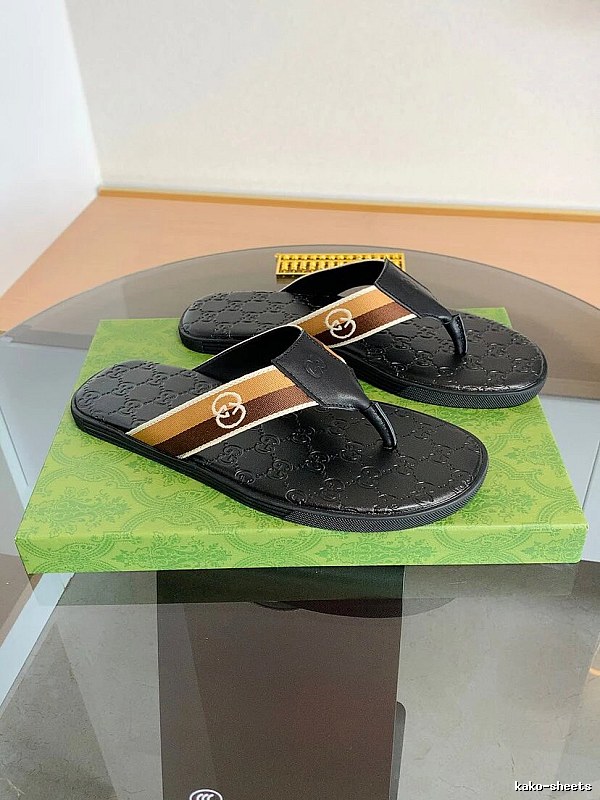 Gucci Double G Series Casual Style Black Flip-Flops