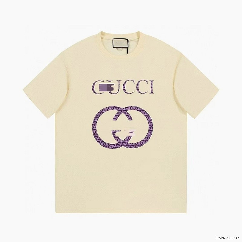 Gucci Double G Vintage Style Beige Short Sleeve T-Shirt