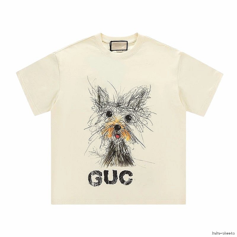 Gucci Puppy Graffiti Casual Style Off-white T-shirt