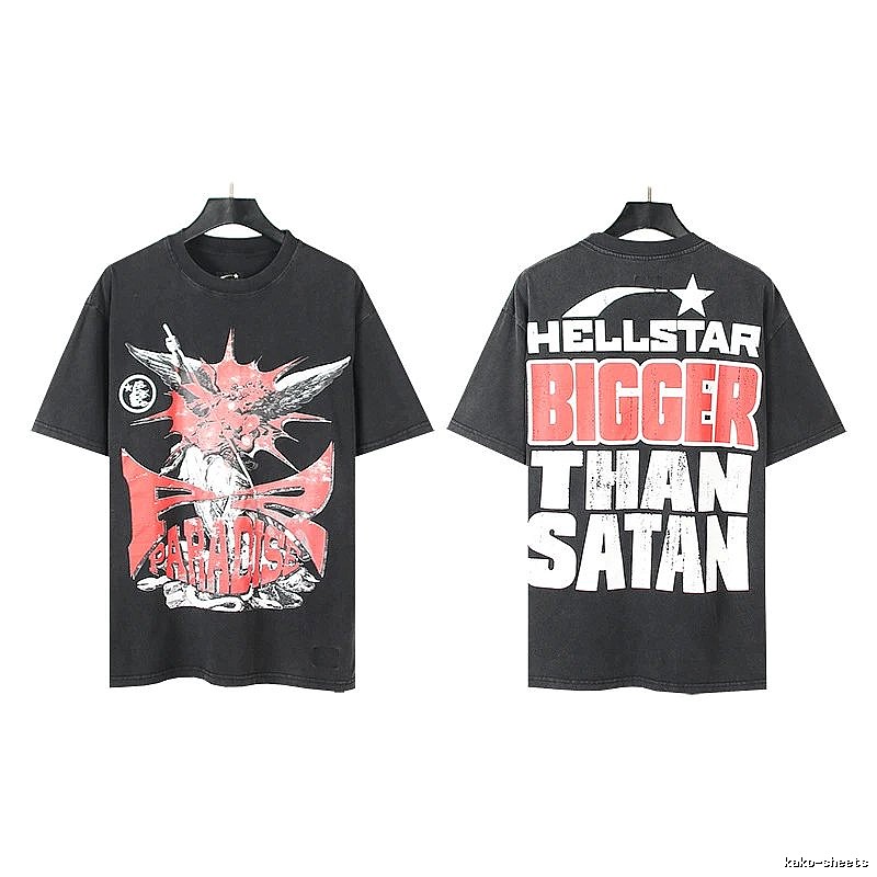 Hellstar Distressed Street Style Black Short Sleeve T-Shirt