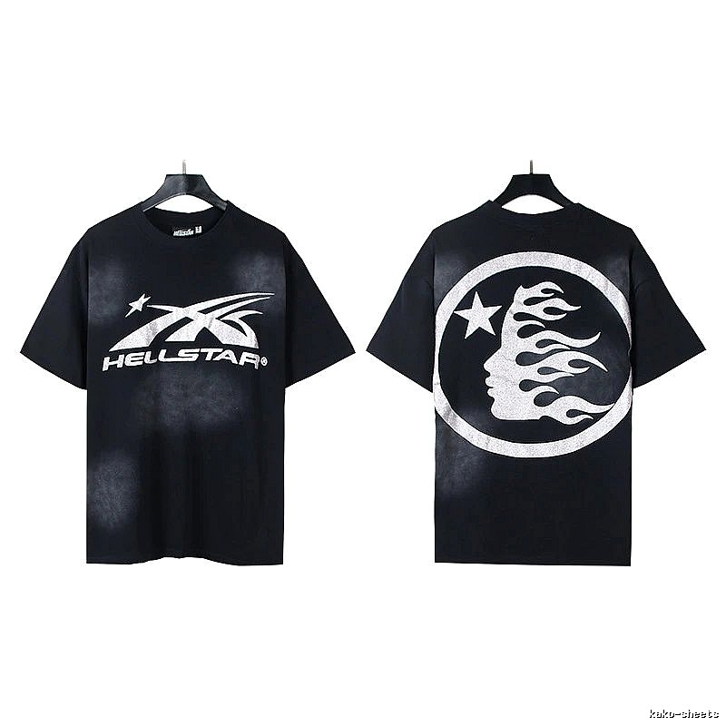 Hellstar Flame Print Street Style Black T-Shirt