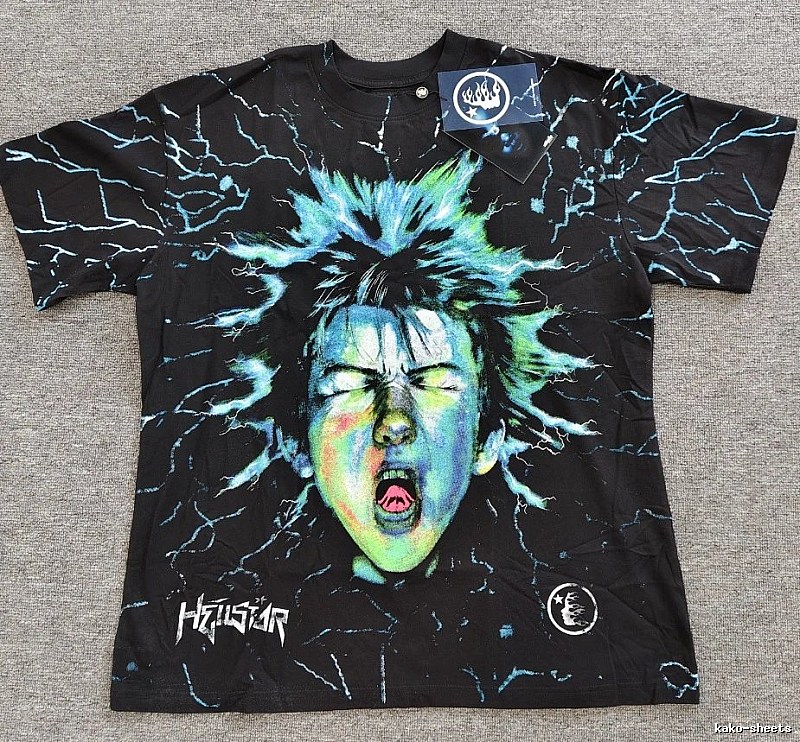 Hellstar Lightning Portrait Street Style Black & Blue T-Shirt