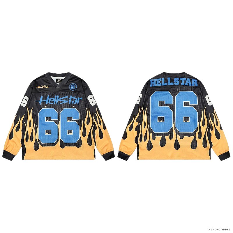 Hellstar No.66 Flame Street Style Black and Yellow Jersey