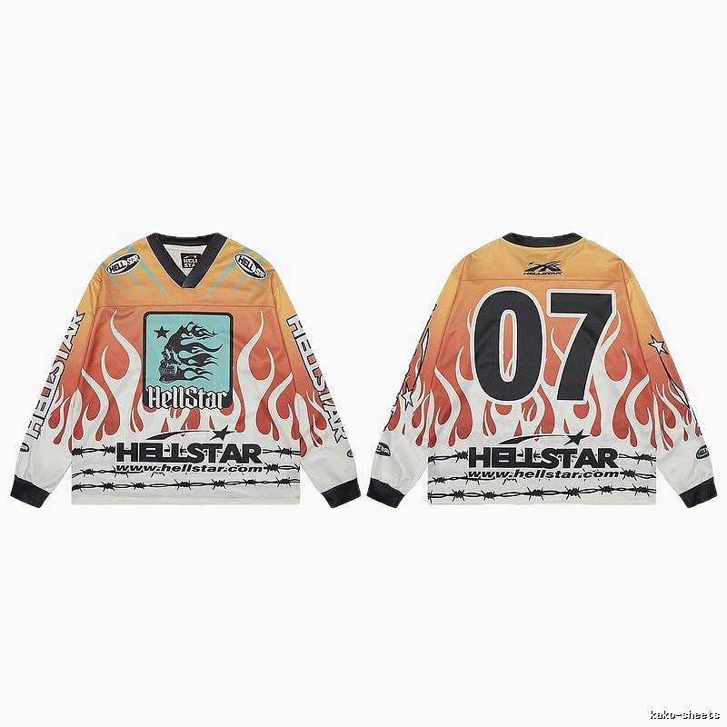 Hellstar Retro Flame Motorcycle Long Sleeve Jersey