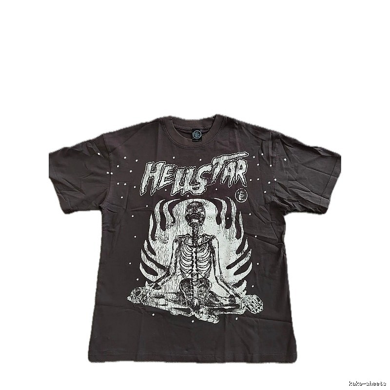 Hellstar Skull Print Dark Style Brown T-Shirt
