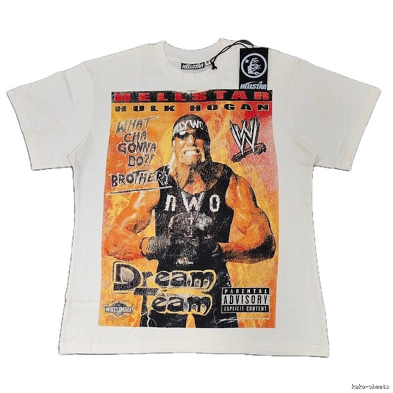 Hellstar x WWE Co-branded Vintage Style Off-white T-shirt