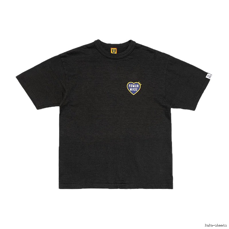 HUMAN MADE Heart Embroidered Japanese Streetwear Black T-Shirt