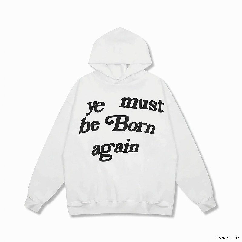 Kanye's religious-style white hoodie.