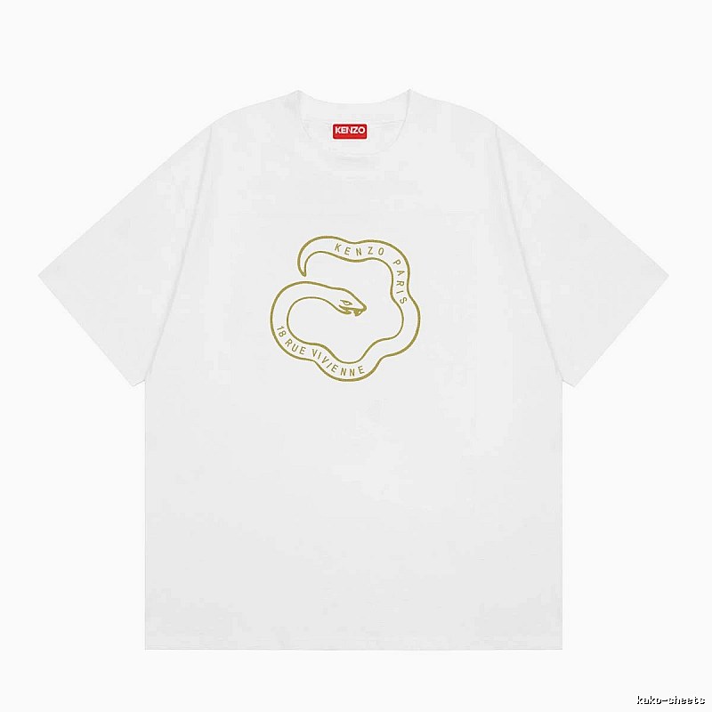 KENZO Spirit Snake Print Casual Style White T-Shirt