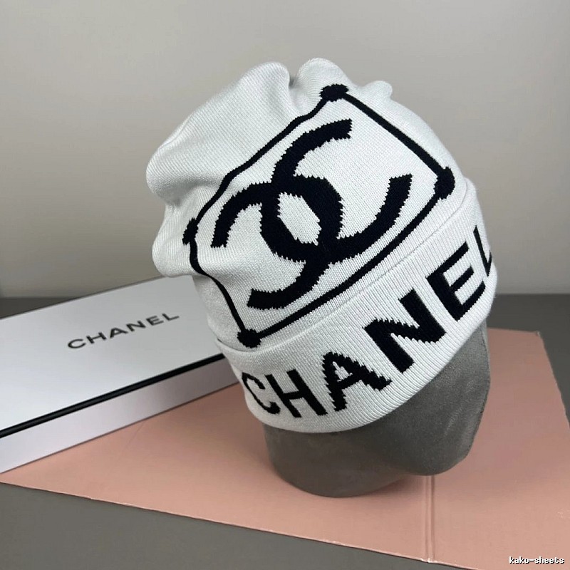 Knit Beanie with Artwork Logo Detail from Chanel