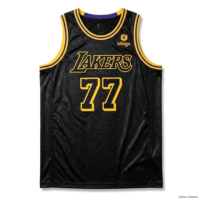 Lakers No. 77 black and yellow basketball uniform