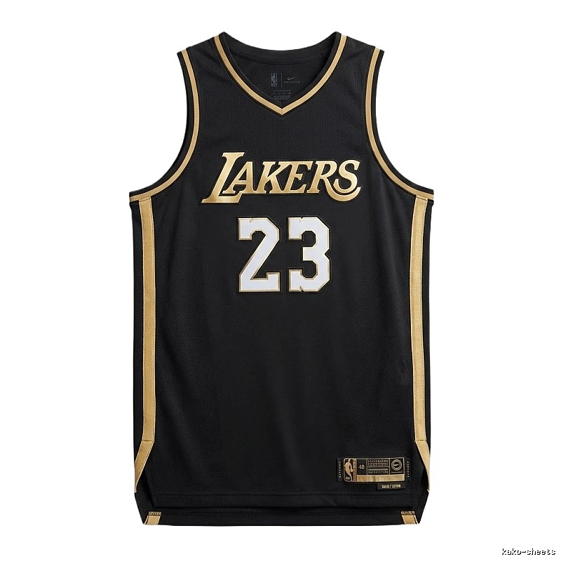 LBJ Lakers black and gold basketball uniform