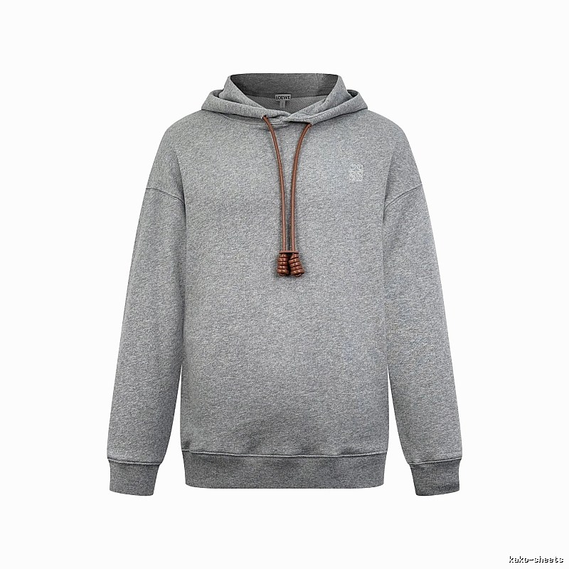 LOEWE Gray Hoodie with Drawcord Detail Hoodie for Travel Look