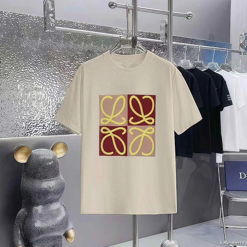 LOEWE Logo Collection Casual Style Beige T-Shirt