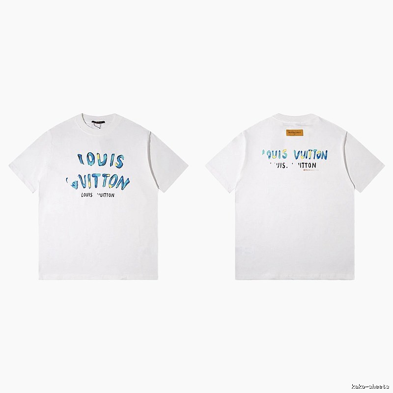 Louis Vuitton Hand-painted Graffiti Casual Style White T-shirt