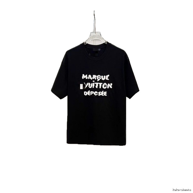 Louis Vuitton Letter Print Trendy Black Short-sleeve T-shirt