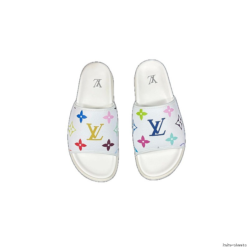 Louis Vuitton Multicolor Monogram Trendy White Slides