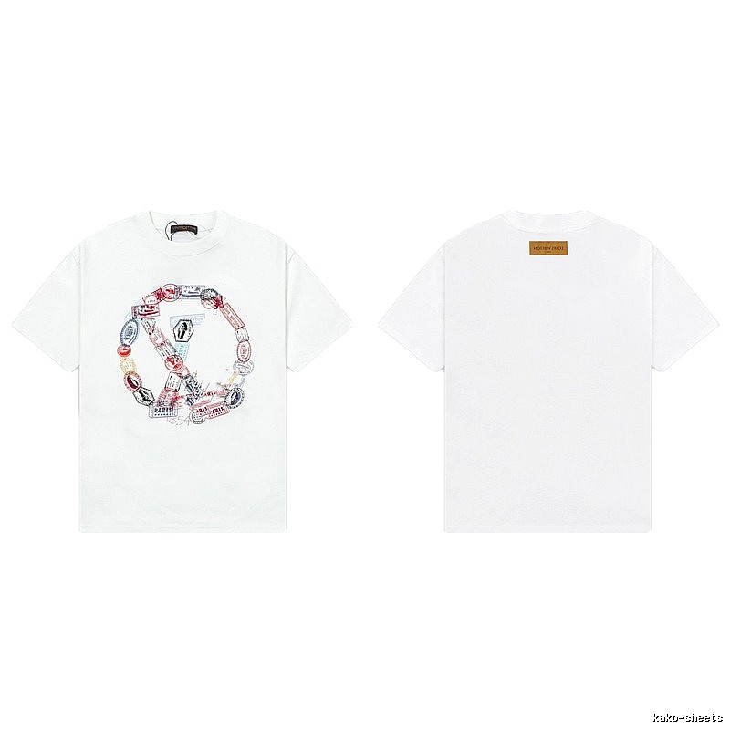 Louis Vuitton Postmark Print Vintage Style White T-Shirt