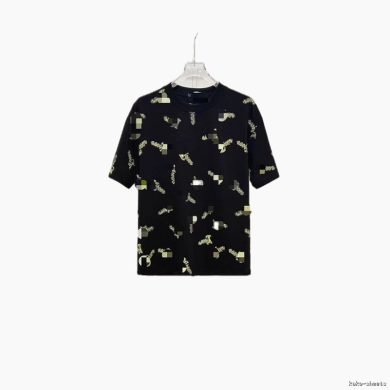Louis Vuitton Trendy All-over Printed Black Short-sleeve T-shirt