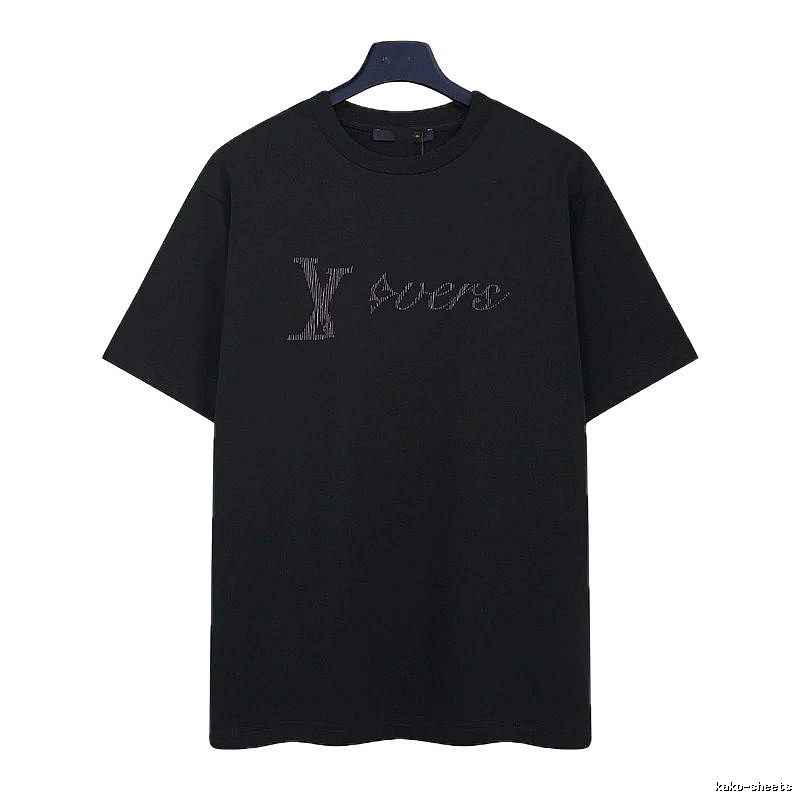 Louis Vuitton Trendy Black T-Shirt with Letter Embroidery