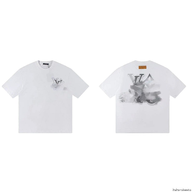 Louis Vuitton Trendy Ink-wash Blended White T-Shirt